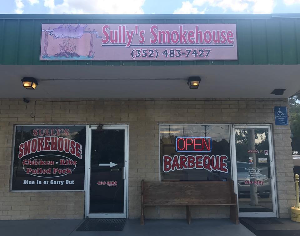 Sully's Smokehouse barbecue restaurant storefront.
